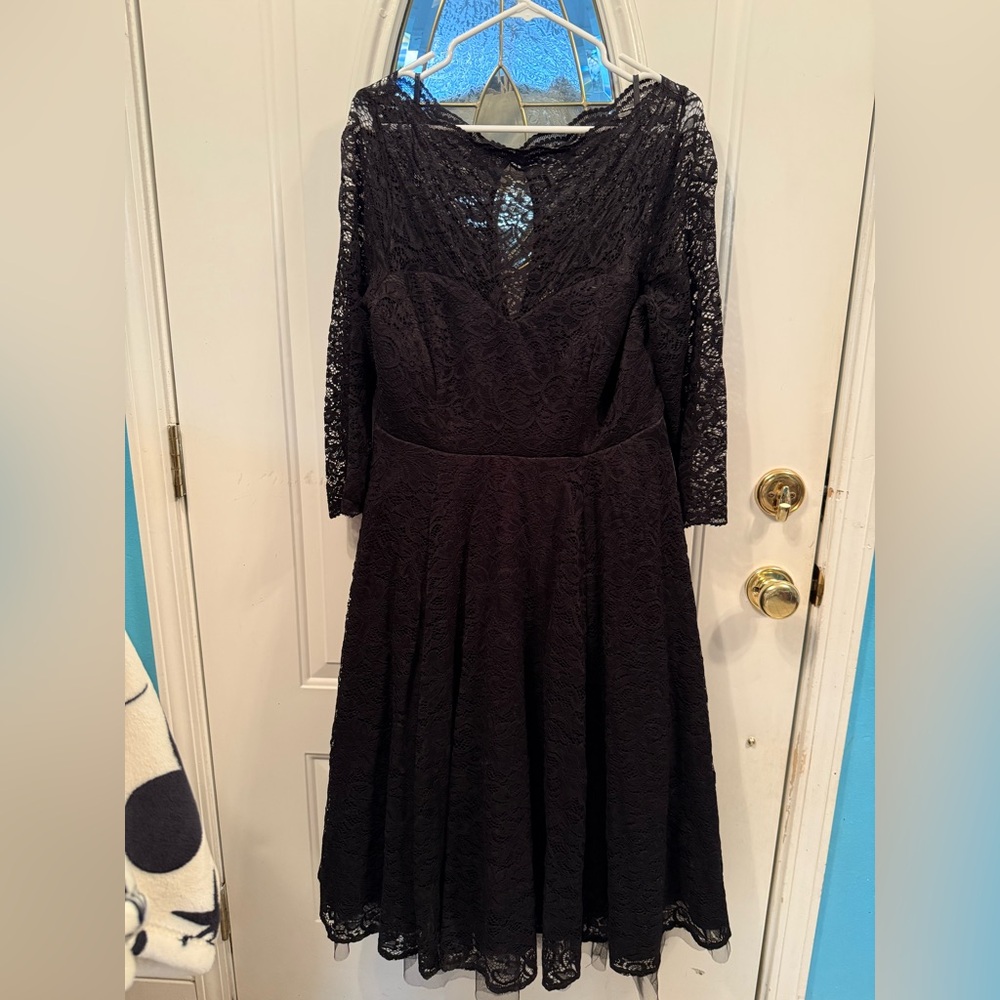 Torrid Women’s Plus Size Size 16 Black Lace Fit & Flare Dress Evening Party NWT
